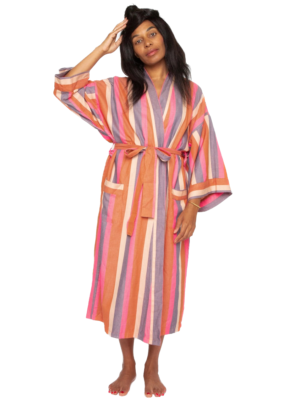 BATHEN Striped Robe in Dune